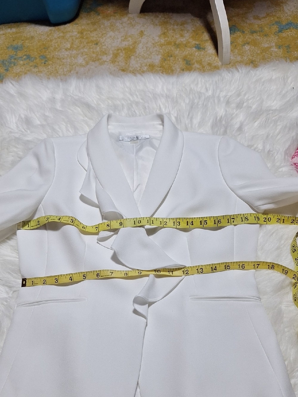NWT Tahari White  Ruffle-Front Blazer Jacket - Picture 17 of 17